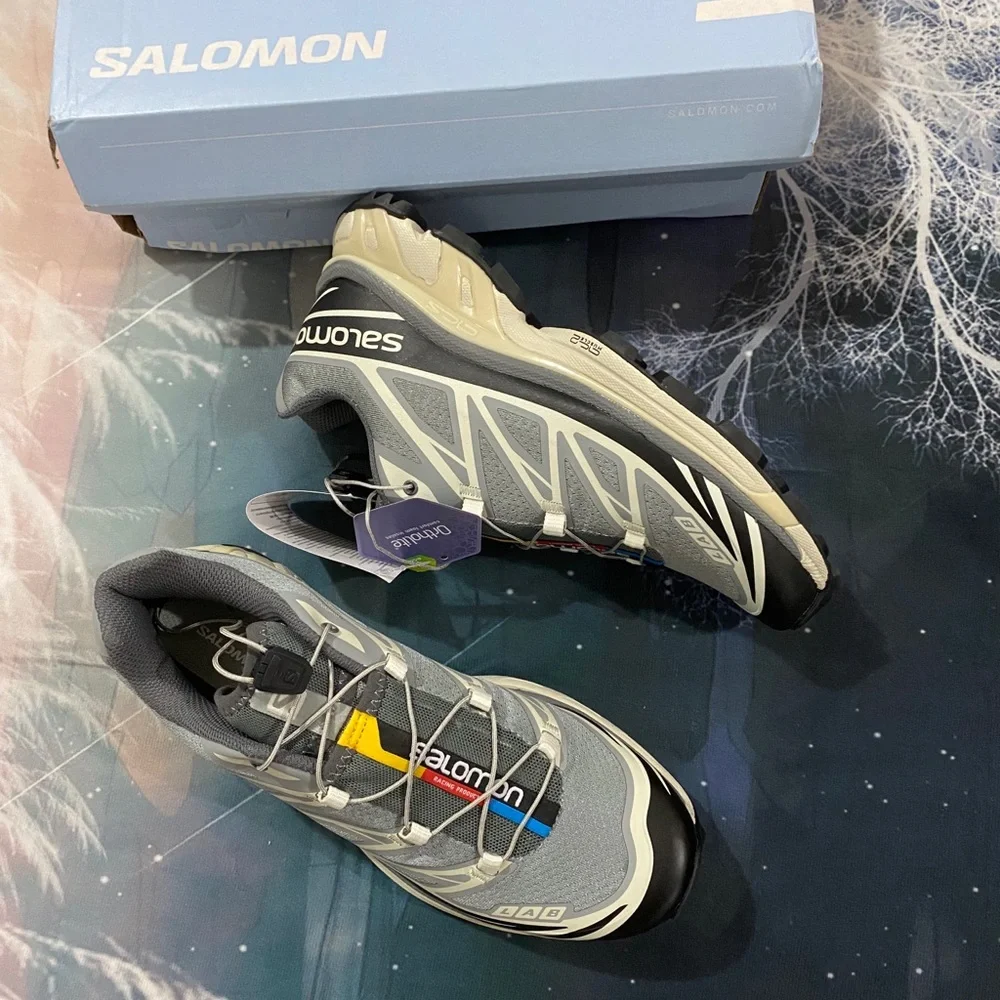 Salomon Men's Grey Athletic Trail Shoes with Yellow & Blue Accents